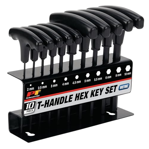 Image of Performance Tool W80275 10-Piece Metric T-Handle Allen Wrench Set, Long Arm Hex Key Wrench Set