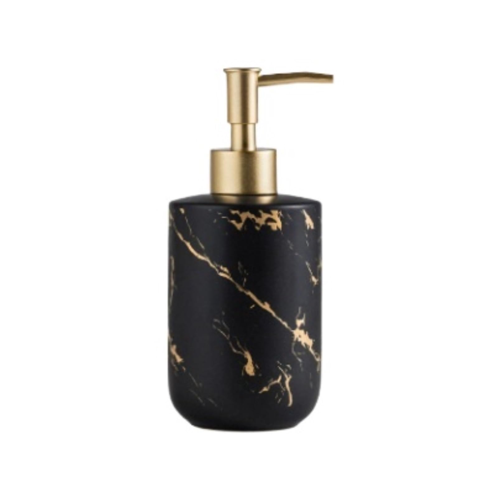 Dispenser Sapone Ricaricabile Dispenser di Sapone for Le Mani con Flacone Pompa in Ceramica Marmorizzata Color Oro Dosatore Liquido(Black)