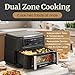 Elite Gourmet Dual Zone Air Fryer Oven 11QT, Dual Basket Air Fryer with Divider, Sync Finish & Sync Cook, PFAS Free Nonstick, 10 Presets, Air Fry Bake Roast Broil Toast Dehydrate, 1600W Black