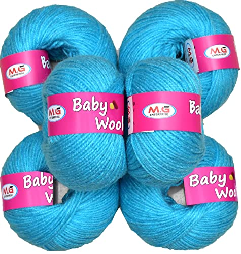 Image of Vard hman 100% Acrylic Wool Azure (Pack of 10) Baby Wool Wool Ball Hand Knitting Wool /Art Craft Soft Fingering Crochet Hook Yarn, Needle Knitting Yarn Thread Dyed -G