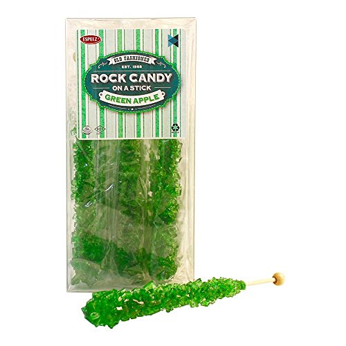 Extra Large Rock Candy Sticks: 12 Green Apple Lollipops - Green Rock Candy Sticks - Individually Wrapped - For Candy Buffet, Birthdays, Weddings, Receptions and Baby Shower, Espeez Bulk Candy