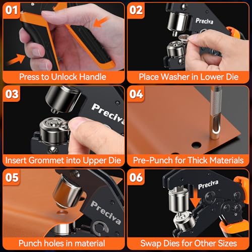 Preciva 3-Size Ratchet Grommet Kit