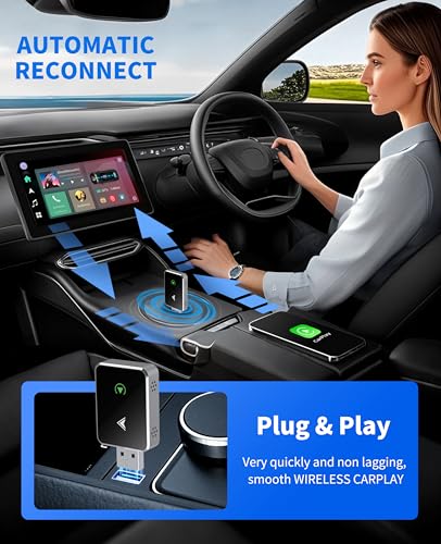 image for OEDCVVD Wireless CarPlay Adapter, 2025 Upgraded 2-in-1 Mini Size CarPl