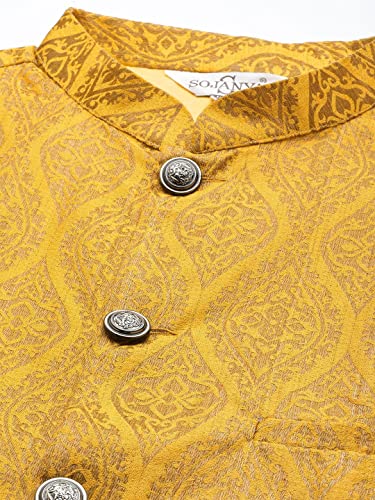 Sojanya Men's Silk Blend Off White Kurta & churidaar Pyjama Silk Blend Nehrujacket Set4