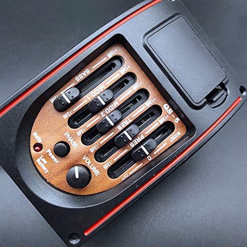 Controles de Tono de PláStico de 5 Bandas EQ Ecualizador Sintonizador Piezo Guitarra AcúStica de Registro Pre-Cableado Preamplificador Piezas de Guitarra Accesorios