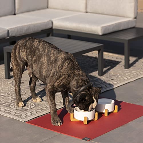 SanoZoo® Napfunterlage - Öko-TEX - Made in Germany - rutschfeste Futtermatte für Hunde & Katzen 80x80cm Grau, wasserfest