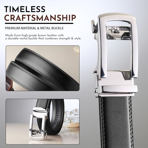 Image of Men's Vegan Leather Belt for Men, Formal /Casual,Autolock| Fit on up to 38 Inches Waist size
