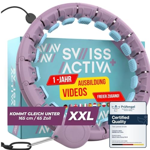 Swiss Activa+ S2 (XXL Plus Size) – Bis 165 cm – Smart Hula Hoop mit Gewicht Kugel – Fällt Nicht runter – Hullahub Reifen zum Abnehmen mit Massage-Noppen