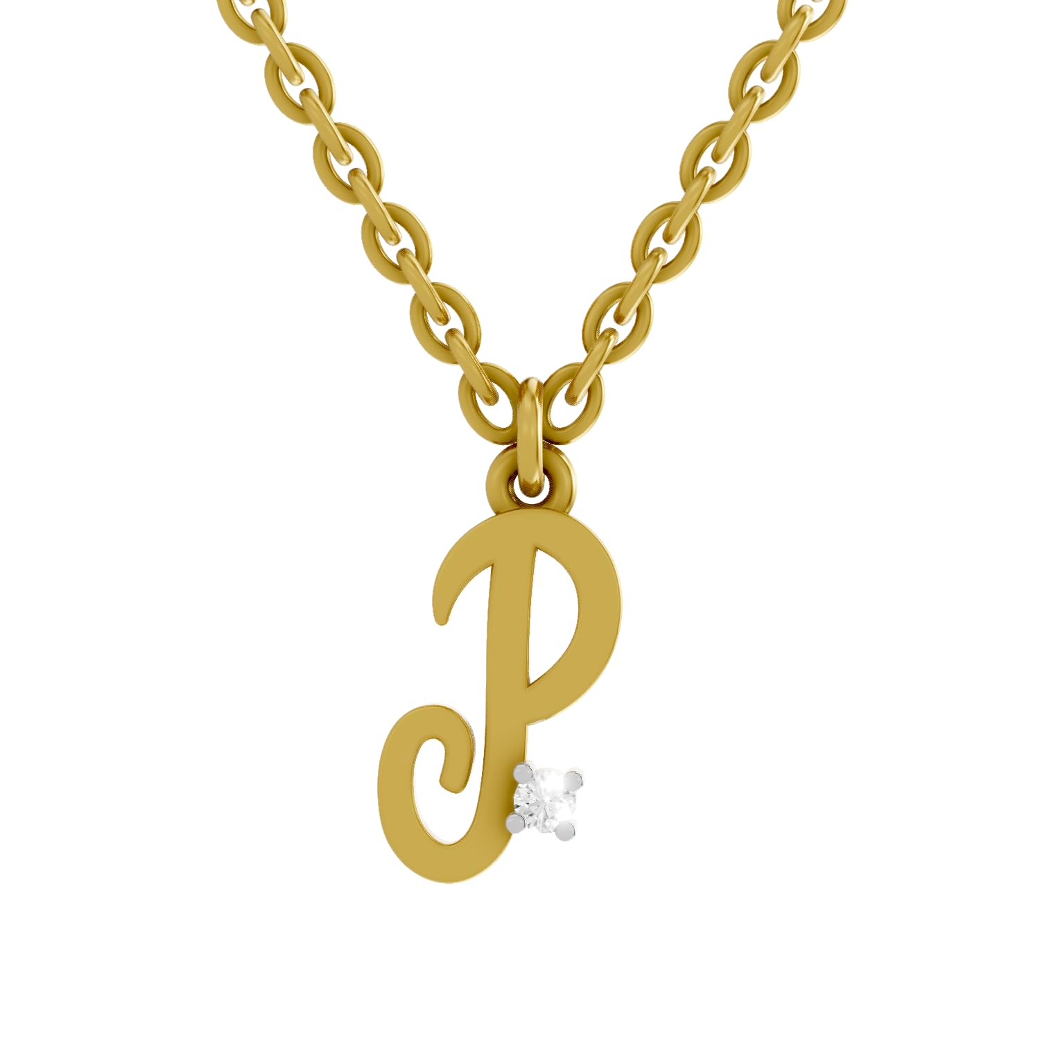Lab Grown Diamond Pendant Necklace For Women 0.02 Carat Round Shape F-G VS Quality Diamond | 925 Sterling Silver Initial P Pendant Necklace-image-44