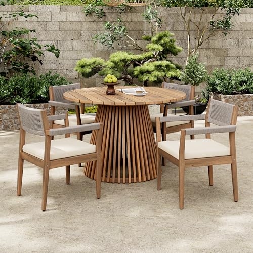 4 Seater Wooden Outdoor Dining Set: Stylish Comfort for Any Patio 7 Merax 5 Pieces Patio Dining Sets for 4 People, Outdoor Acacia Wood Furniture Sets, 47.25
