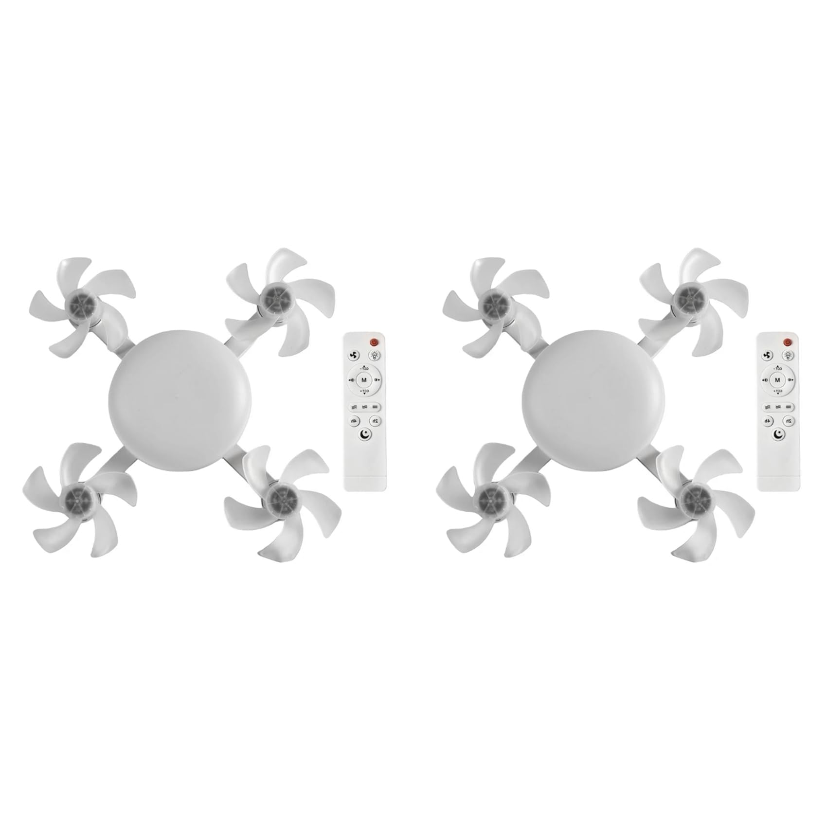 Hndhbfgrt 2X E27 LED Ceiling Fan Light with Remote Control Dimmer Function 60W Ceiling Light Drone Shaped Fan Light