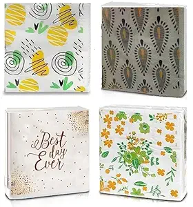 Magic Providers Soft Tissue Paper Napkins 3Ply (33 X 33 cm) Pack of 4 Printed Tissues (200 Serviettes) | 3 PLY Table Napkins | Anniversary/Birthday Party | Event Essential Different Design & Pattern