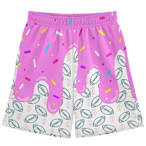 Boys Casual Shorts, Elastic Waist Athletic Gym Shorts with Pockets for Active Kids 7-15Y