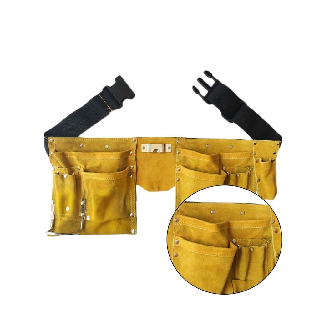 Cinturón de herramientas de cuero para manualidades, bolsas de almacenamiento de alta eficiencia, múltiples bolsillos, kit de hebilla, delantal de trabajo resistente al desgaste (3 piezas)
