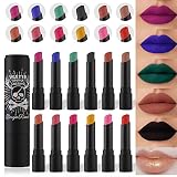 12 Pcs Vintage Hydrating Matte Lipstick Set, Long Lasting Dark Color Silk Finish Black Lipsticks Viv