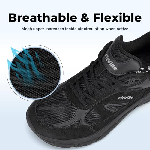 Image of FitVille Wide Walking Shoes for Men Extra Wide Width Sneakers with Arch Support for Flat Feet Heel Pain Relief Plantar Fasciitis - Rebound NEO V1