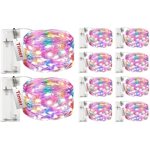 btfarm 10 Pack Fairy Lights Battery Operated with Timer, 10FT 30LED Twinkle Lights Waterproof, Copper Wire Christmas String Lights Battery Powered for Indoor Outdoor Wedding Party Holiday Decorations Cover