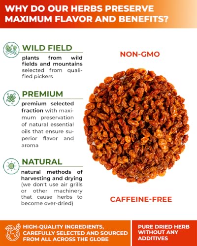 Image of 4 oz. Sea Buckthorn Berry Herbal Tea (Hippophae rhamnoides) - 113g Dried Sea Buckthorn Berries Te de Espino Amarillo