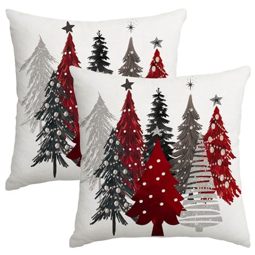 Miaikoe Weihnachtskissen Abdeckungen 50x50cm Set von 2, Dekorative...