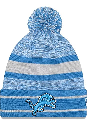 New Era Unisex-Adult NFL Official Sport Knit Classic Cuffed Knit Pom Beanie Hat (Detroit Lions)
