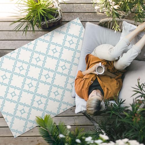 Tapis de sol vinyle 140x210 cm rectangle imperméable pour balcon terrasse jardin