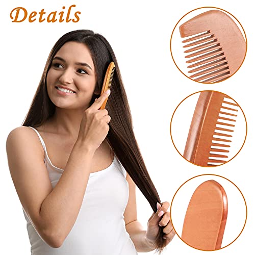 6 Pieces Handmade Wooden Comb Wood Hair Comb Wooden Beard Comb Natural Green Sandalwood Wide And Fine Teeth Comb Set With Anti Static And No Snag Handmade Brush For Kids, Women And Men (Cute Style) #TOP4