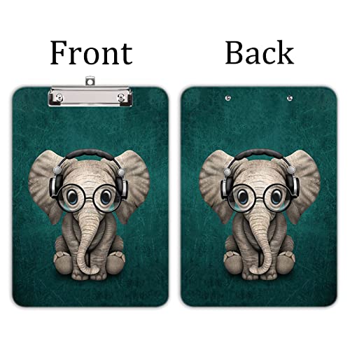 Hnogri Klemmbrett A4 Kunststoff, Mode-Design Klemmmappe A4 Bürobedarf & Schreibwaren für Rechtsanwälte Schüler Lehrer und Kinder, Clipboard Standardgröße 32 x 22 CM, Elefant