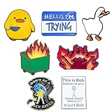 Funny Pins Fun Enamel Pin Set Sarcastic Cool Cute Metal Lapel for Adults Backpacks Bag Hat Lanyard Buttons Vest This is Fine Dumpster Fire Frog Bob Salty Duck Goose Novelty Accessories