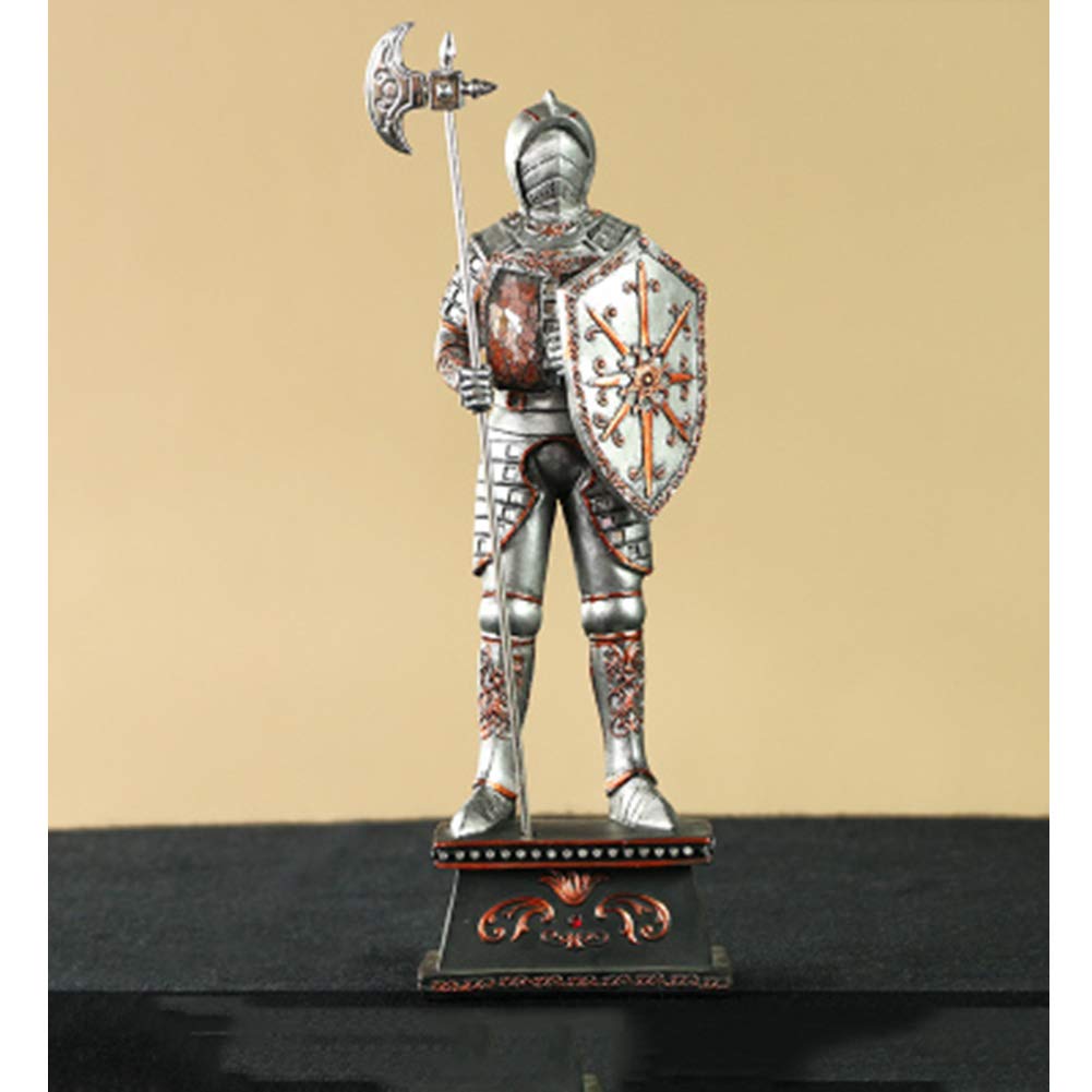 Średniowieczna statua szermierza, rycerz garnitur zbroi rzeźba wystrój figurka rycerza pulpit żołnierz Model, A good