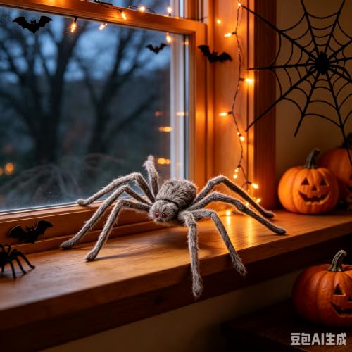 2 Pieces Horror Theme Creepy Giant Halloween Spiders for Outdoor Decor - image 4