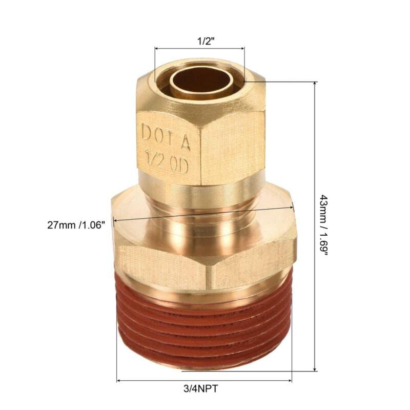Tool parts Brass Compression Tube Fitting 3/4NPT x 1/2