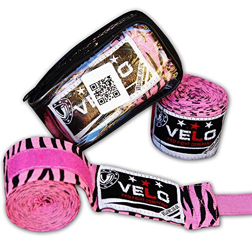 VELO - Vendas de Boxeo con puño Interior, Guantes de Muay Thai MMA Mexicano, elásticas, Color Rosa
