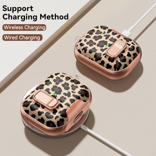 Image of for AirPods Pro 2 /1 Case (2023-2019), with Safty Lock & Phone Stand for AirPods Pro 2 /Pro1 Generation Case Cover for Women Girly with Keychain & Cleaner Kit - Leopard Print