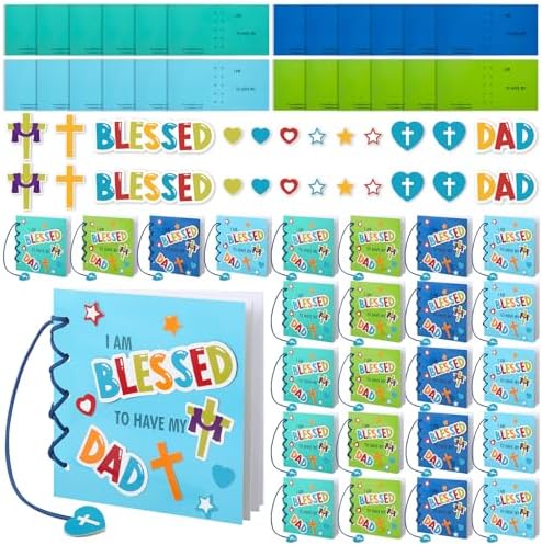 Chiisong 24 Sets Religious Father’s Day Craft Kit for Kids Bulk Religious Father’s Day Journal Craft Kit with Satin Cording DIY Craft Gifts from Kid to Father for Sunday School Father’s Day Family