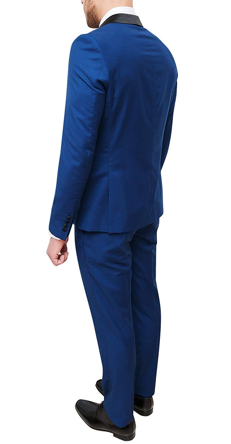 Abito Uomo Sartoriale Blu Slim Fit Vestito Smoking Elegante Cerimonia