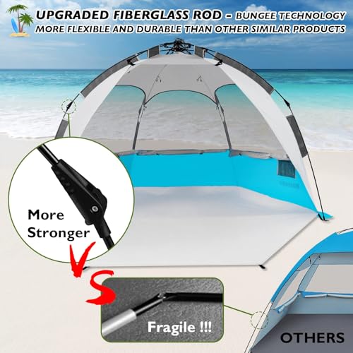 Image of Beach Tent Pop Up Shade, Instant Beach Tents Sun Shelter with UPF 50+ UV Protection, Lightweight & Easy Setup Tent