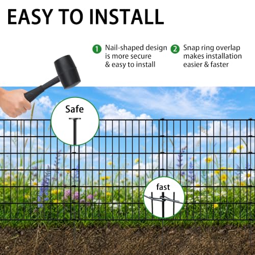 Thealyn Gartenzaun, 81 cm H * 71 cm B | 9 Paneele + 1 Tor, rostfreies Metall, für Hunde, Haustiere, Tierbarriere, Gartenzaun, Bordüre für Hof, Terrasse, Blumenbeet