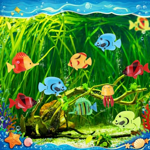 Image of Weewooday 20 Pcs Artificial Moving Fishes,Tropical Fish and Octopus