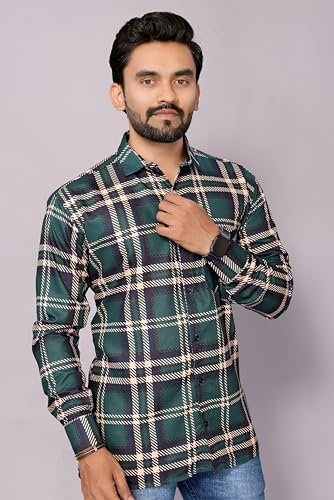 Image of GURIK Men's Cotton Box Checkered Slim Fit Casual Shirt with Chest Pocket, Full Sleeve Shirt for Formal & Casual Wear