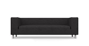 COMFORTLY Funda de repuesto hecha a mano compatible con KLIPPAN 4 asientos sofá – Solo fundas (corona – negro)