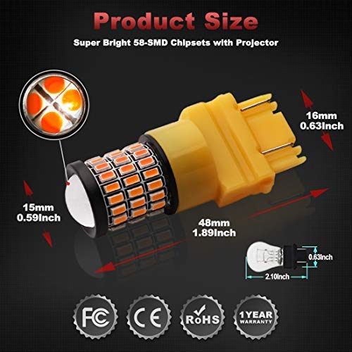 image for Yorkim 3157 LED Bulb Amber Ultra Bright, 3157 LED Brake Lights, 3157 L