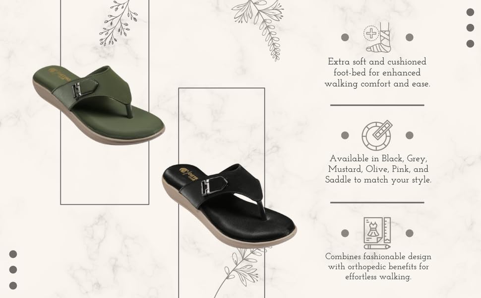 Image of ORTHO CLUB Fancy doctor slippers | Stylish chappal for women | Comfortable flat sandals for women stylish