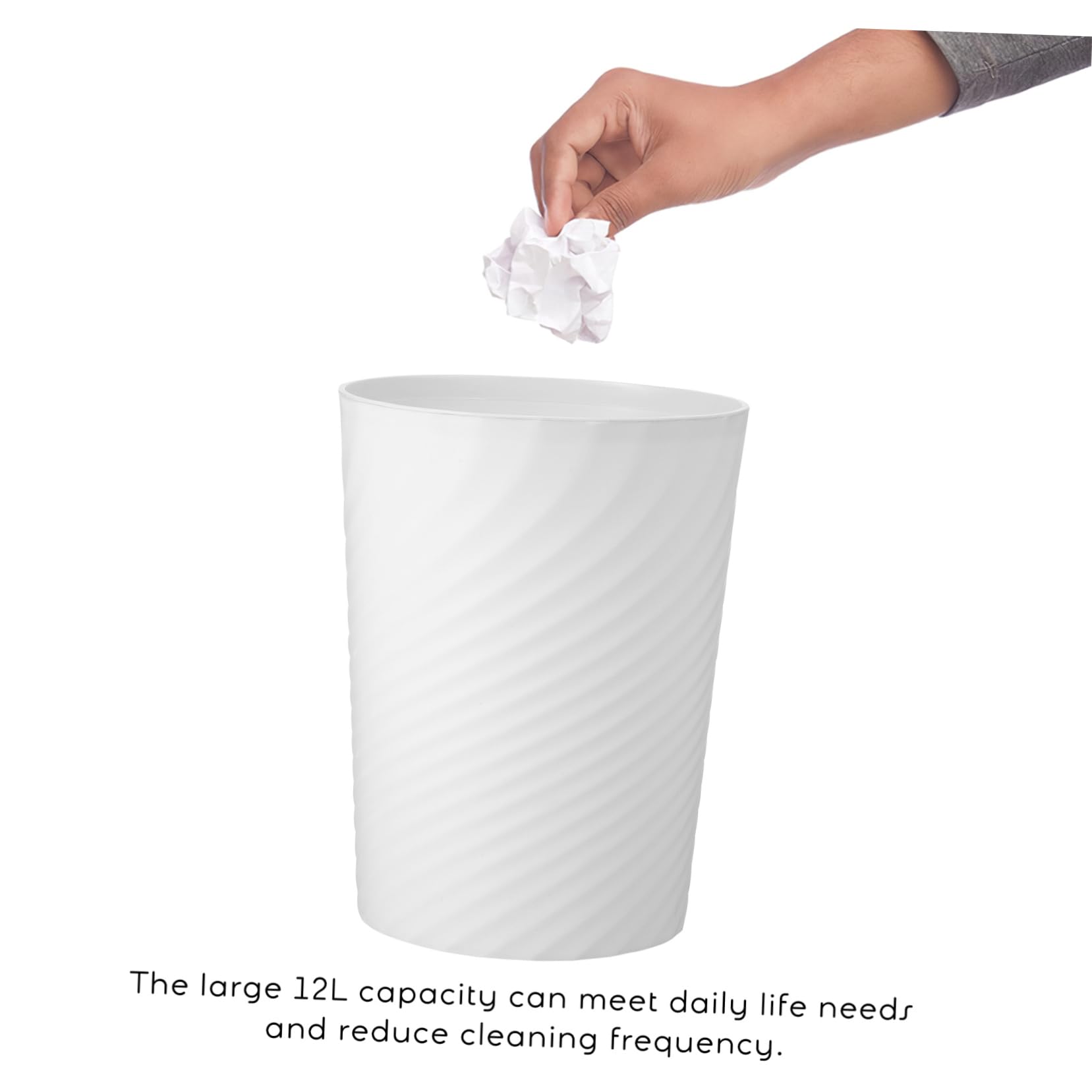 Küchenabfalleimer 12 L aus Kunststoff Weiß, Moderner Mülleimer | Haushaltsmüllbehälter, Einfach zu Reinigen, Schlichtes Design, 12-liter Format
