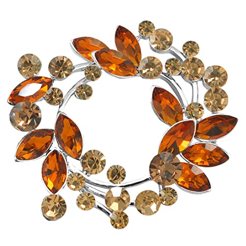 Image of Gyn&Joy Clear Crystal Rhinestone Floral Wreath Pin Brooch BZ005