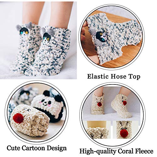Lovful 4 Pairs Animal Super Warm Baby Fuzzy Soft Thick Socks,Large #TOP3