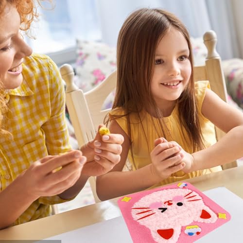 Image of 4Pcs Creative Sewing Kit for Kids, Hand Embroidery Kit for Beginners with Cute Animal Designs, Stitching Kit for Children, Fun DIY Craft Activity for Skill Development (Pink Pink)