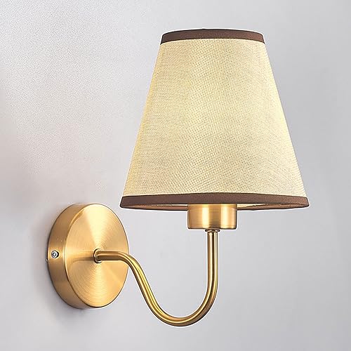 Lámpara de Pared rústica de Estilo rústico, de Bronce, de Metal, de Tela de Lino, para Dormitorio, mesita de Noche, baño, tocador, Sala de Estar, Pasillo, Comedor, casa, Cocina, FA