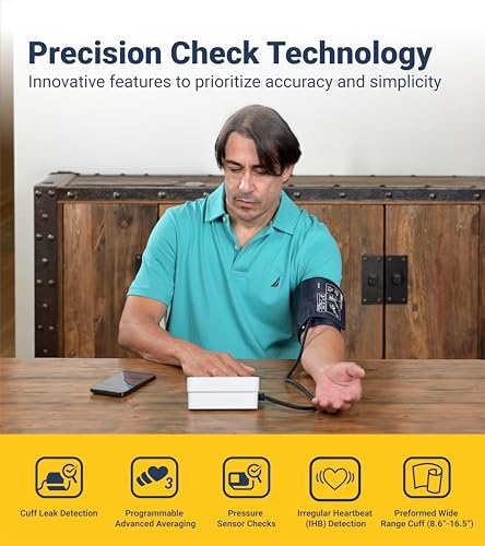 A&D Medical Precision Check Pro Blood Pressure Monitor for Home Use with Bluetooth UA-910BLE - Wide Range Cuff (8.6-16.5\" / 22-42cm), 4 Users, iOS & Android Compatible, AC Adapter & Carrying Case - Thumbnail 2