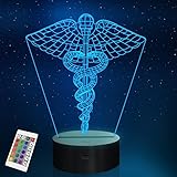 YuanDian Doctor Gifts, Doctor Symbol Caduceus 3D Night Light Illusion Lamp with Remote 16 Color Change Decor Lamp,Unique Gift Idea for Dentist, Dental, Medical, Hygienist, Doctor, Physician, Nurse