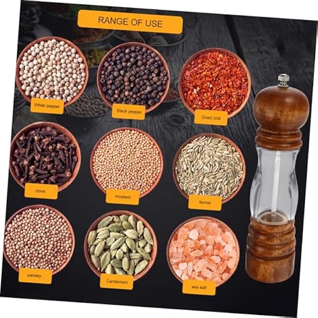 Zerodeko Acrylic Pepper Grinder Bottle Refillable Manual Grinding Tool for Kitchen and Home Use Acrylic Construction Versatile for Pepper Salt More